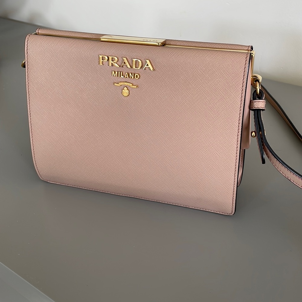 Prada Light Frame Saffiano Leather Shoulder Bag